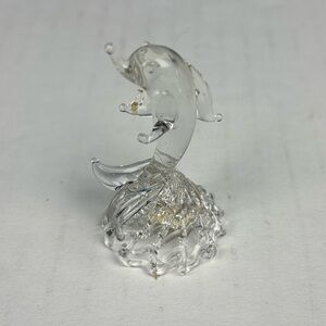Vintage Flambro Glass Dolphin Figurine Mini 2 Inch Collectible Clear Taiwan